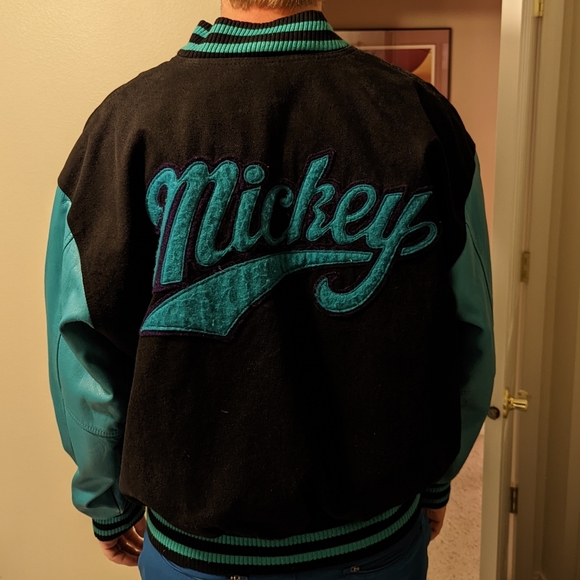 Teal & Purple 90s Mickey Mouse Disney letterman's jacket unisex large - Picture 13 of 16